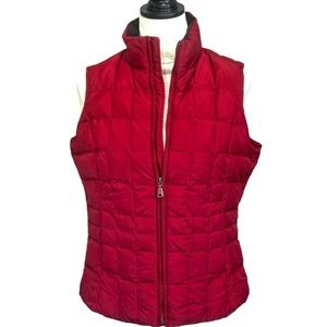 Eddie Bauer Vest Maroon Down Fill Quilted Puffer Full Zip Jacket (1Q000…